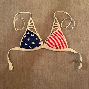 PINK Victoria's Secret USA Bikini Swim Top * American Flag * Size Small